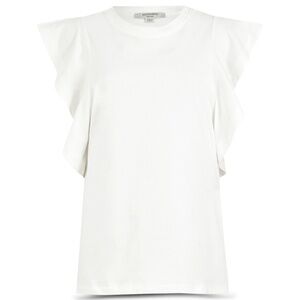 All Saints White Ruffled Sleeve Top Size 8